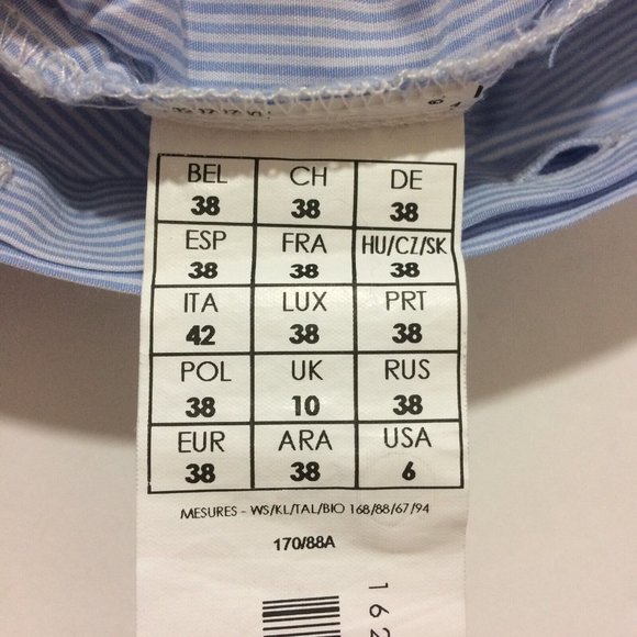 Promod Women Blue White Pinstripe Long Sleeve Button-Down Dress Shirt Long Sz 6 - Picture 9 of 11